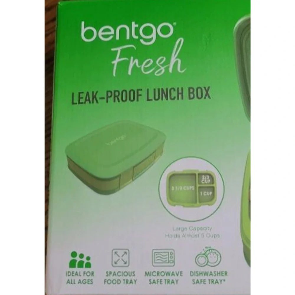 BENTGO FRESH Durable & Leak-Proof 4-Compartment Green Lunch Box--New!